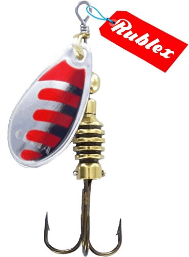 Rublex - Pack de 5 Cucharillas de Pesca Celta-2 ARN | Cebo Artificial de Pesca con Sistema Quita-Vueltas y Anzuelo Fácilmente Intercambiable, Color Plata Rojo Negro, 3'5gr