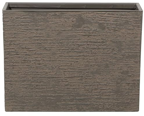 Beliani Vaso in Pietra e Resina Marrone Scuro Rettangolare 25 x 60 x 45 cm