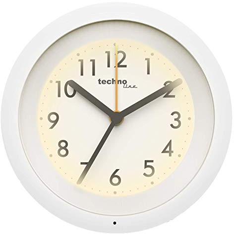 Technoline hochwertiger,ModellX,Quarz-Wecker AA8mit automatischemNachtlicht, schleichender Sekunde,Anti-Rutsch-Fuß, weiß, 113 x 35x 113 mm