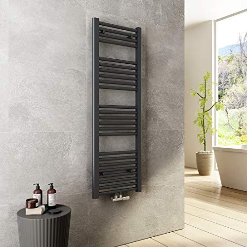 Heilmetz Handtuchtrockner 120 x 40 cm Heizkörper 427 Watt Leistung Antrazit Bad-Heizkörper Bad Mittelanschluss Heizung Handtuchheizkörper