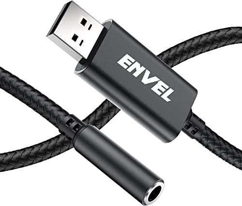ENVEL Adattatore USB Jack Audio 3,5 mm Doppio per Cuffie Microfono Scheda Audio Esterna TRRS a 4 poli Cavo aux USB Maschio a Jack Femmina Compatibile con Cuffie Gaming PC Laptop PS4 Linux, NERO