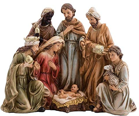 DRW Klassische Krippenfigur mit Königen, 1 Stück, Kunstharz, 22 x 18 cm