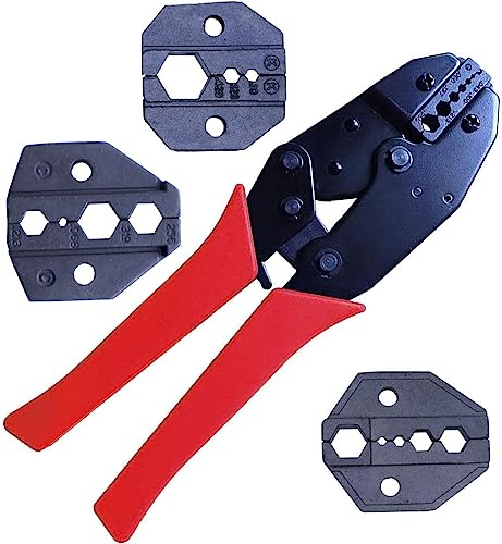 Nikang Ensemble d'outils de sertissage, 4 matrices interchangeables, connecteurs RF à sertir BNC TNC SMA UHF PL259 N F ST SC etc, pince ergonomique