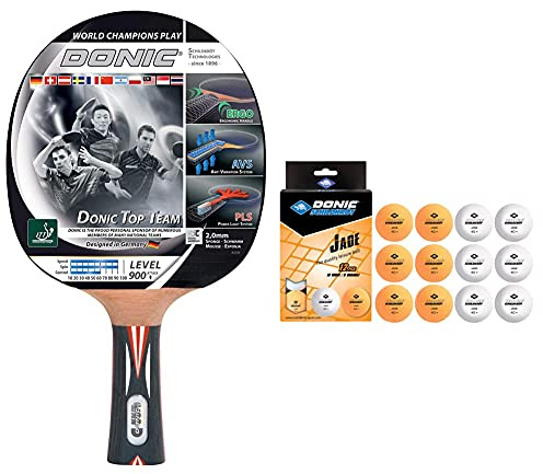 Donic-Schildkröt Tischtennisschläger Top Team 900, AVS & PLS-Griff, 2,0 mm Schwamm, Alpha Slick - ITTF Belag, 754199