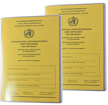 2er Set Schutzhüllen für aktuellen Internat. Impfpass (Umschlaghülle mit Buchrücken) dokumentenecht - Made in Germany Impfausweis Impfbuch Hülle Etui Impfbescheinigung Mäppchen
