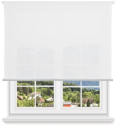 HOME MERCURY - Estor Enrollable translúcido Liso (150x180 cm, Blanco)