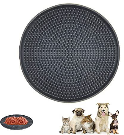 Koomiao Hund Lecken Pad Runde,Pad Slow Feeder Schleckmatte,Lick Mat Hund Katzen Bad Für Langsame Fütterung, Haustierbaden, Training (Schwarz)
