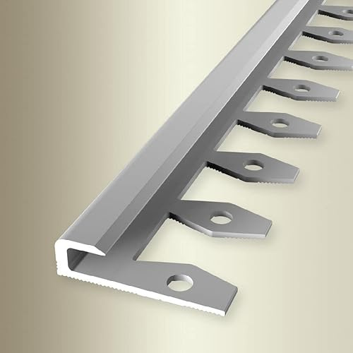 PROVISTON | Einfassprofil | Breite: 30 mm | Höhe: 5 mm | Länge: 2500 mm | Aluminium eloxiert | Biegbares Profil | Glatt | Silber | Offen Gestanzt