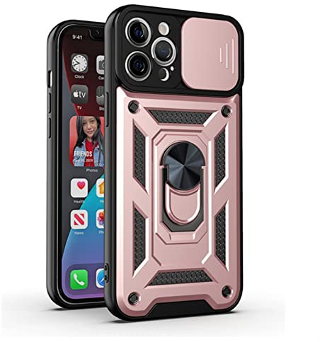 CEKGDB La nuova custodia protettiva per obiettivo della fotocamera scorrevole anti-collisione di grado militare è adatta per iPhone 13 11 12 Mini XS Max XR X 7 8Plus SE (colore: oro rosa, dimensioni: