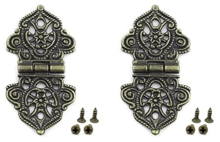 Schrankscharniere 1/2 Stk Antik Bronze Mini Spitzenscharnier Kleine dekorative Schmuck Holzkiste Schranktür Stoßscharniere mit Nägeln Möbel Accessor (Color : 2PCS bronze)