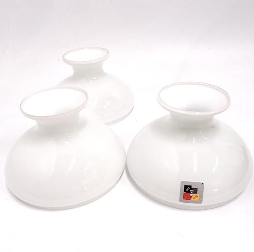 Petroleumlampenschirm 130 198 186 mm 3x Glas weiß Vestaschirm Ersatzglas Öllampe
