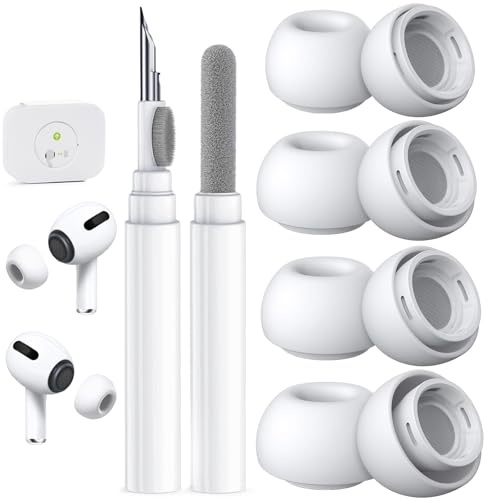 Ersatz-Ohrstöpsel für AirPods Pro 2. / 1. Generation, Loch zur Geräuschreduzierung mit integriertem Staubschutz, mit Reinigungsstift, Silikon-Ohrstöpsel für USB-C-Ladehülle (XS/S/M/L)