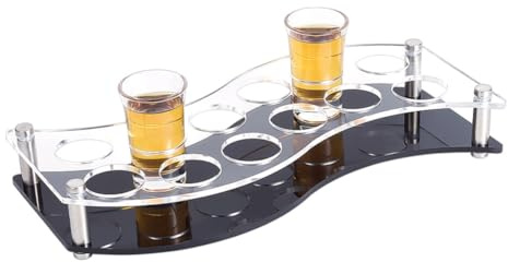 NBEADS 12 Hole Shot Glass Tray Holder, Clear Acrylic Rectangular Serving Tray for Bar Party Club, Modern Glossy Finish