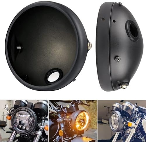 Gokelomg Base de phare LED rétro pour moto - Noir