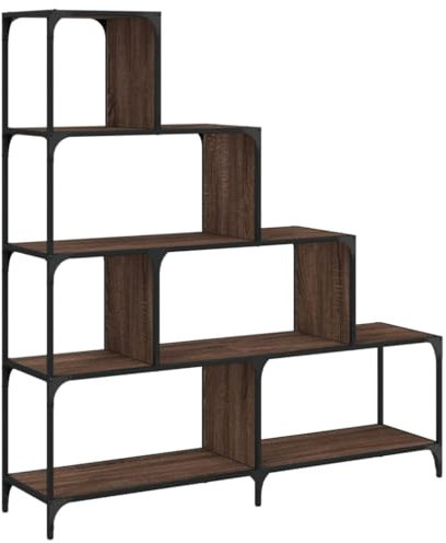 vidaXL Bücherregal, Treppenregal 4 Etagen, Standregal für Wohnzimmer Schlafzimmer Büro, Raumteiler Stufenregal Regal, Braun Eichen-Optik Holzwerkstoff