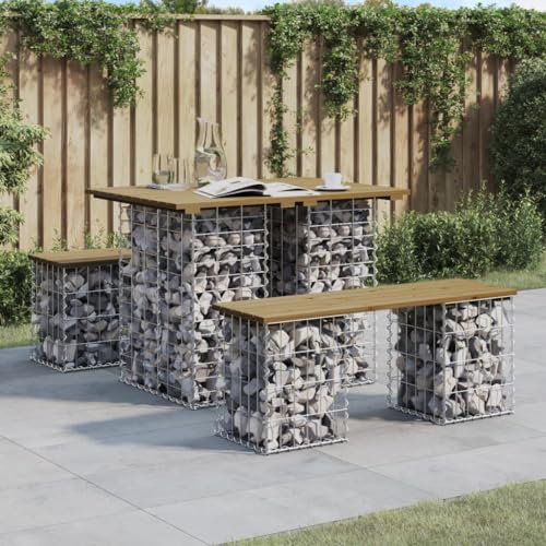 Gecheer Garden Bench Gabion Baskets Bencn Chair Garden Mesh Wire Cages Garden Outdoor Chair with Gabion Design Gabion Design 100x70x72 cm Impregnated Wood Pine Option1