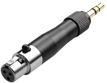 QIANRENON 3.5mm to Mini XLR Headset Adapter Lockable TRS 3.5mm Male to 3Pin Mini XLR Female Microphone Beltpack Connector, Balanced Audio Converter, for Wireless Mic, Camcorder