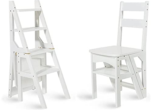 SORVA Tritthocker aus Holz, Kinderhocker, 4-stufiger Klapphocker, tragbare Trittleiter aus Holz, Fußhockerleiter für Kinder und Erwachsene, maximale Belastung 150 kg