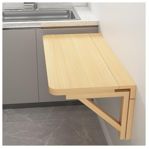 Wandtisch mit Doppelstütze, Hängender Wandtisch, Wandklapptisch, Wandbehangtisch aus Massivholz, Computertisch, Esstisch, Schreibtisch, Wandtisch(100x60cm/39.3x23.6in)