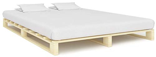 KTHLBRH Betten Kopfteil Bett Doppelbett Palettenbett Massivholz Kiefer 200×200 cm Geeignet für Familienzimmer