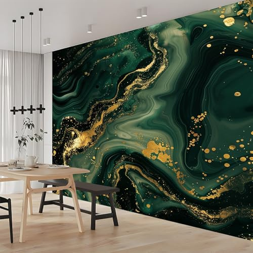 Fototapete Marmor Gold Dunkelgrün 250x175 cm Tapete Wandtapete Wanddeko Design Mustertapete Wand Dekoration Wohnzimmer Schlafzimmer Büro Flur