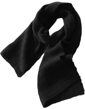 Kaschmir-Schal, Winter, Herren/Damen, Outdoor-Schal, solide Strickschal, Schwarz , One size