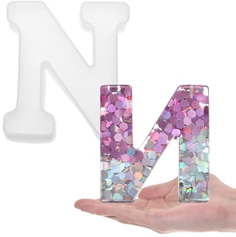 QUARKZMAN Grande Lettera N in Resina Modellata 6 3D Alfabeto Maiuscolo in Silicone per Arte Segnaletica Artigianato Fai Da Te Decorazione Feste Casa Candele Cera Artigianato Sapone