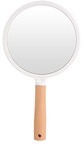 HONMEET Hand-schminkspiegel Mit Holzgriff Für Klare Tragbarer Kosmetikspiegel Für Damen Und Edles Design