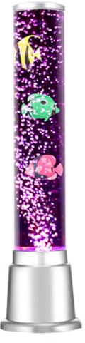 Lampara LED de fantasía en forma de tubo de pez con 7 efectos de luz que cambian de color y 3 peces falsos, luz nocturna para aliviar el estrés, lámpara sensorial calmante para el autismo y