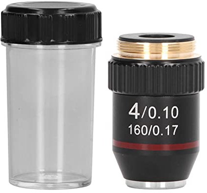 ZAWELIYO Obiettivo per Microscopio Acromatico 4X Lente Ad Alto Ingrandimento Interfaccia 20,2 Mm Filettatura Standard RMS per Studio, Lavoro o Ricerca