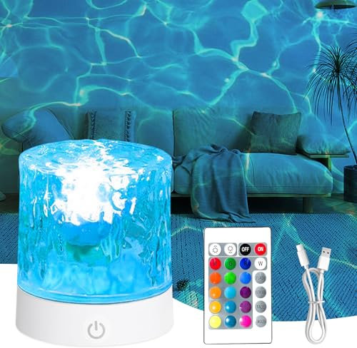 Lampe océan, 16 couleurs, avec USB, rechargeable, lampe océan, lampe océan, lampe à vagues, lampe rotative, projecteur de ciel étoilé, décoration de chambre