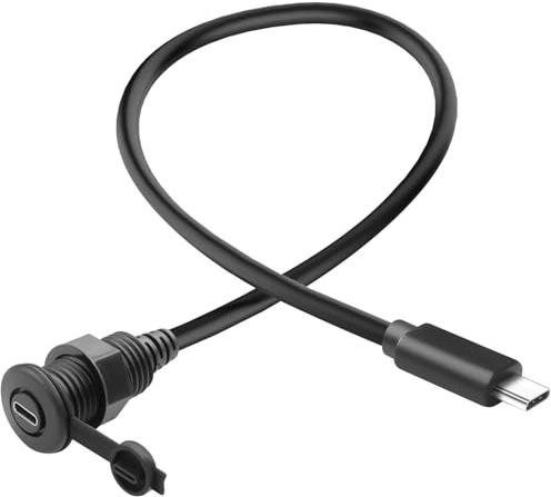 QIANRENON Cable corto USB C 3.1 de 10 Gbps, adaptador USB tipo C 3.1 macho a hembra, conector de montaje a granel, resistente al agua, PD 60 W, 4 K a 60 Hz, para muebles/coche/RV, 30 cm