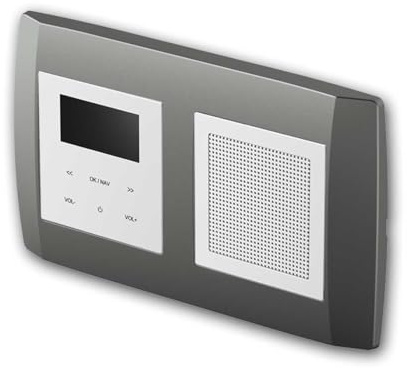 Radio da incasso LOGIQ con altoparlante RMS da 2 W, DAB+, FM e Bluetooth, display OLED, sveglia e timer di spegnimento, fornita con cornice bidirezionale BOLD, antracite