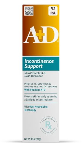 A+D Incontinence Support Skin Protectant & Rash Ointment – Treats & Prevents Incontinence Rash, Soothes Chafed Skin, Odor Neutralizing Technology - 3.5oz