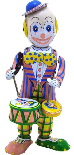 Baokuan Wind-up Tin Toy Retro Clockwork Walking Robot Drummer Figure Toys Adult Collection Party Favor Furniture Restaurant Window Ornaments