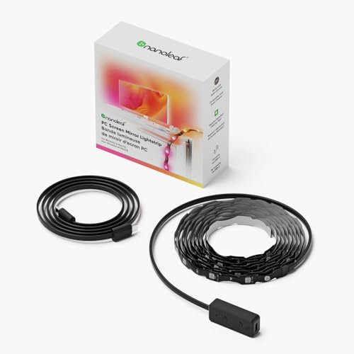 Nanoleaf PC Screen Mirror LED Strip Light, 2.5M RGB IC Zigzag Backlights, Seamless Stick to Monitors up to 32”, Smart USB-C Trimmable Strip with Direct Music & Screen Mirror, Desktop App Control