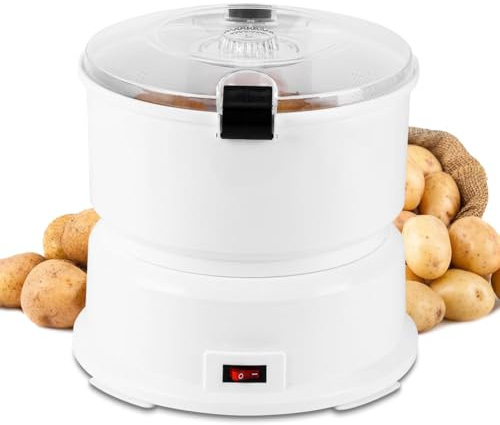 Vexorium Pelador de Patatas Eléctrico 85W con Contenedor – Capacidad 1KG, Máquina Automática para Pelar y Secar Verduras