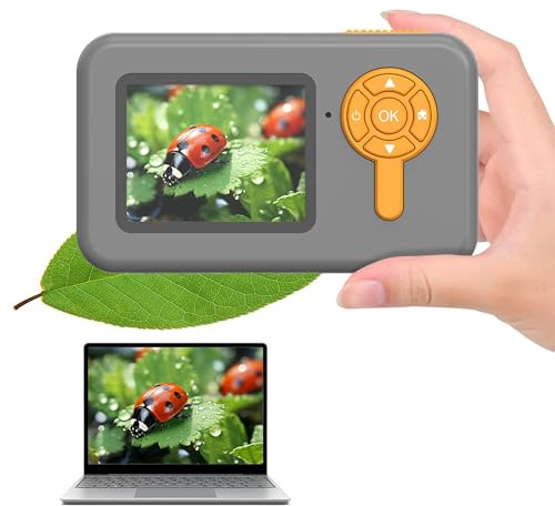 1200X Camera Microscope for Kids with 2 inch Screen STEM Rechargeable Digital Science Kit Handheld Zoom with Photo and Video Gift for Ages 6-12 (Grey)