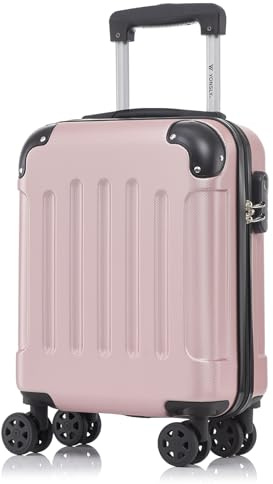 YONSLY Koffer Suitcase S Roségold, Trolley Reisekoffer, Rollkoffer Handgepäck mit 4 Rollen 360°, Hartschalenreisekoffer, Zahlenschloss, Weicher Gummigriff