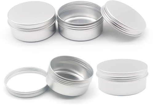 Wopanxye 4-pack 250 ml silver läppbalsam tenn, 250 g mini aluminium sminkburkar | Provbehållare med skruvlock, tomma metallburkar för förvaring av reseburkar för kosmetiskt gräddljus te, 250 gram små burkar