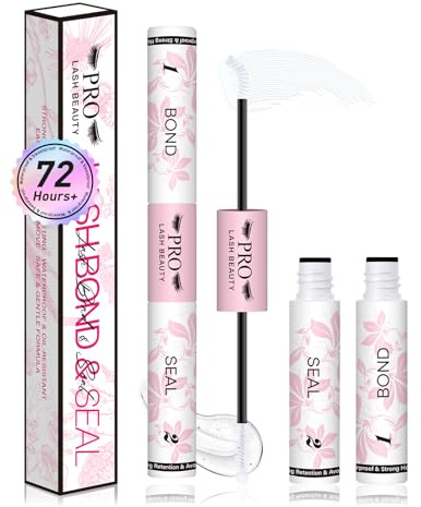 PRO Eyelash Glue,2-In-1 Lash Bond and Seal Clear Glue Strong Hold 72H+ Bond and Seal for Individual Eyelashes, Oilproof Latex Free,Waterproof,Safe No Irritate(10ml,Clear)