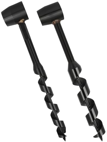 2 PCS Hand Wood Auger Drill Bits, 0.75 & 1 Inch Carbon Steel Manual Scotch Eye Augers, Bushcraft Camping Survival Hand Drill Tools for Woodworking, Emergency Shelter, Outdoor DIY Project