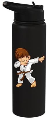 Dabbing Judoka Brown Belt Judo Stainless Steel Insulated Water Bottle