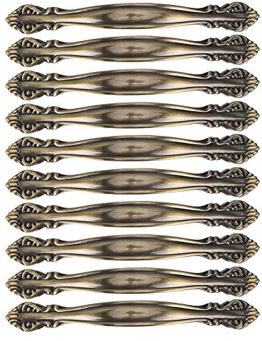 Changor Tirador de Manija de Aleación de Zinc en Tono Bronce, Tirador de Cajón de Estilo Antiguo para Vestidor, 10 Juegos, 5,7 Pulgadas de Largo, para Oficina en Casa