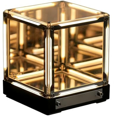 Luocute Luz LED 4D, Lámpara de Cubo con Espejo Infinito con Control Táctil LED Regulable, Luz Nocturna USB C Recargable para Configuración de Juegos de Escritorio de Dormitorio