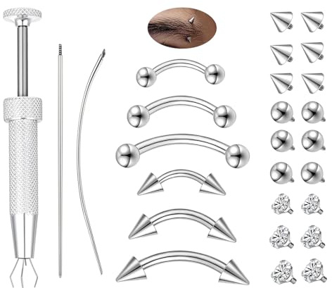 ZS 16G rostfritt stål ögonbryn piercing smyckesset, intern tråd ögonbryn ring läppsmycken daith rock piercing böjd skivstång för kvinnor män 6 mm/8 mm/10 mm