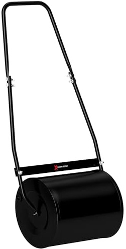 DURHAND Rodillo de Césped de Jardín Apisonadora de Césped de Acero 30L Llena de Agua o Arena Medida de Rodillo Φ32x40cm Asa Desmontable