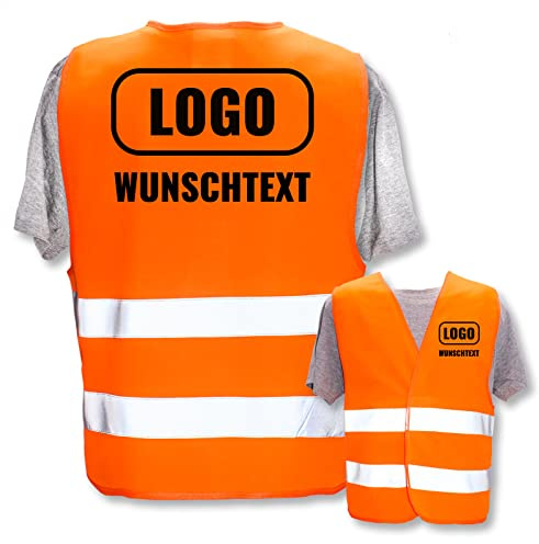 PixiPrints.com Warnweste mit eigenem Aufdruck * Druck: Rücken + Front/Standard-Druck, Farbe & Größe: Orange XS * Selbst gestalten mit Name Text Bild Logo