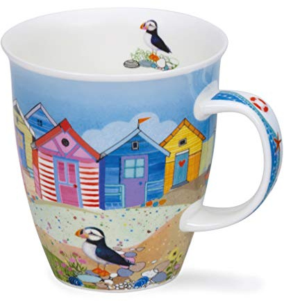Dunoon Tasse aus feinem Knochenporzellan, Nevis-Form, spülmaschinen- und mikrowellengeeignet, Shoreline (Strandhütte).