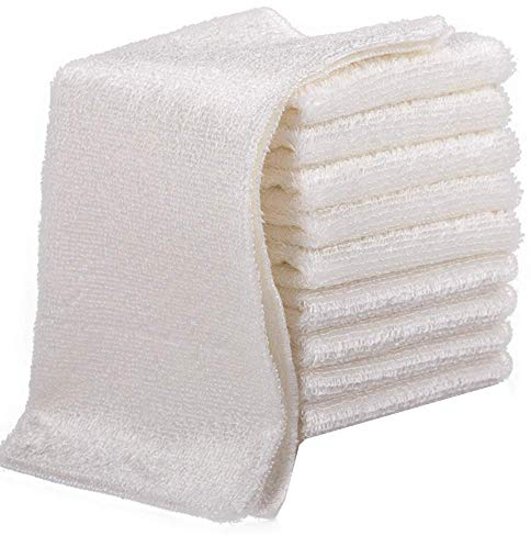 NA 10 Pack Bamboo Fibre Cleaning Cloth Bamboo Dish Cloths Towels Eco-Friendly Kitchen Washing Towels Cleaning Cloth & Dish Rags Anti-grease Washing Towel 18 x 23 cm